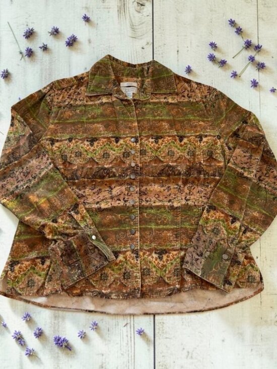 Christopher & Banks Jackets & Blazers - Christopher & Banks Stretch Corduroy Shirt Jacket Women's Large‎ Snap Front